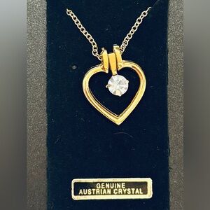 Gold Heart Necklace with Crystal Pendant